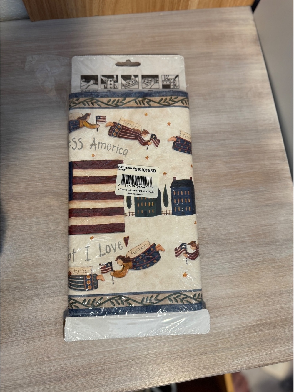 Expressions Pre-Pasted Washable Wallpaper 5 Yards Patriotic USA Design